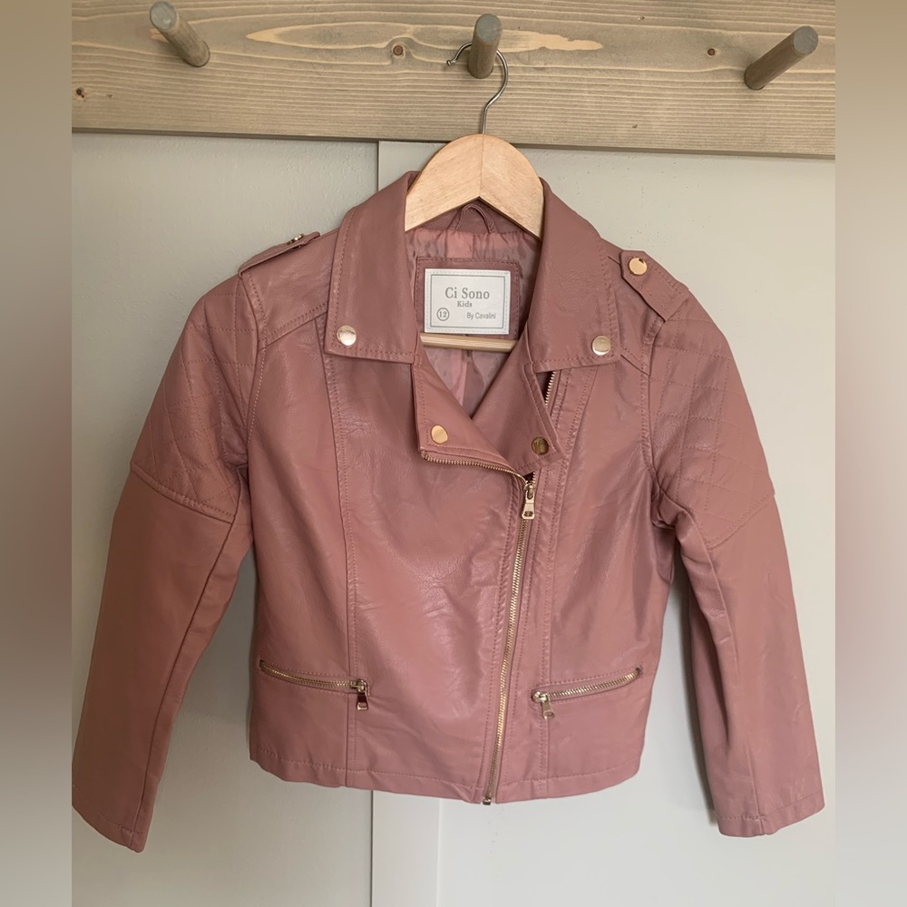 Girls pink leather jacket